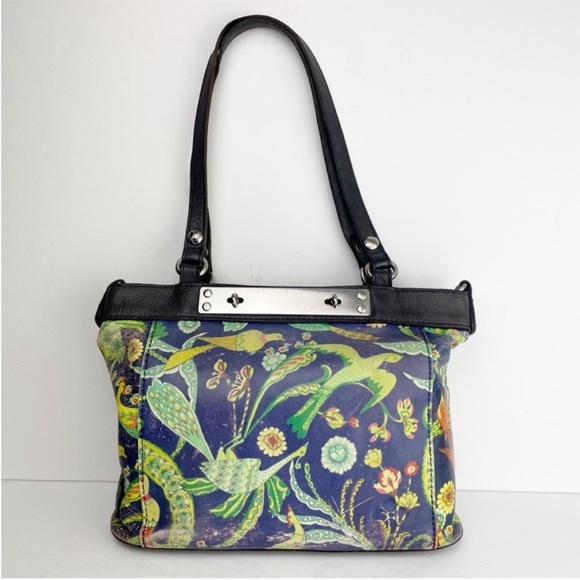 Patricia Nash Bird of Paradise Navy Floral Satchel Shoulder Bag Purse - Picture 1 of 15